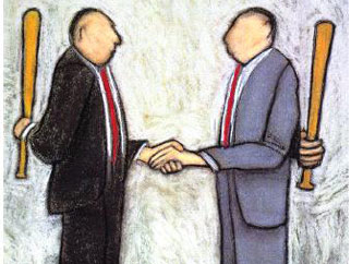 Ilustración de una negociación competitiva con estrategia distributiva