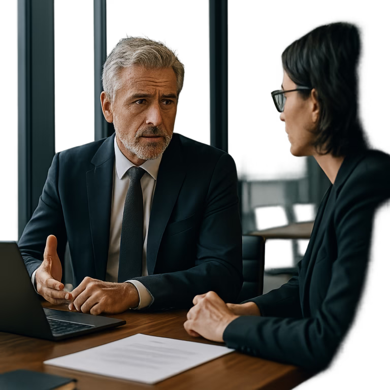 Equipo directivo resolviendo conflictos mediante técnicas avanzadas de negociación