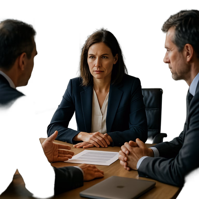 Profesional usando comunicación avanzada para manejar personas difíciles en negociaciones